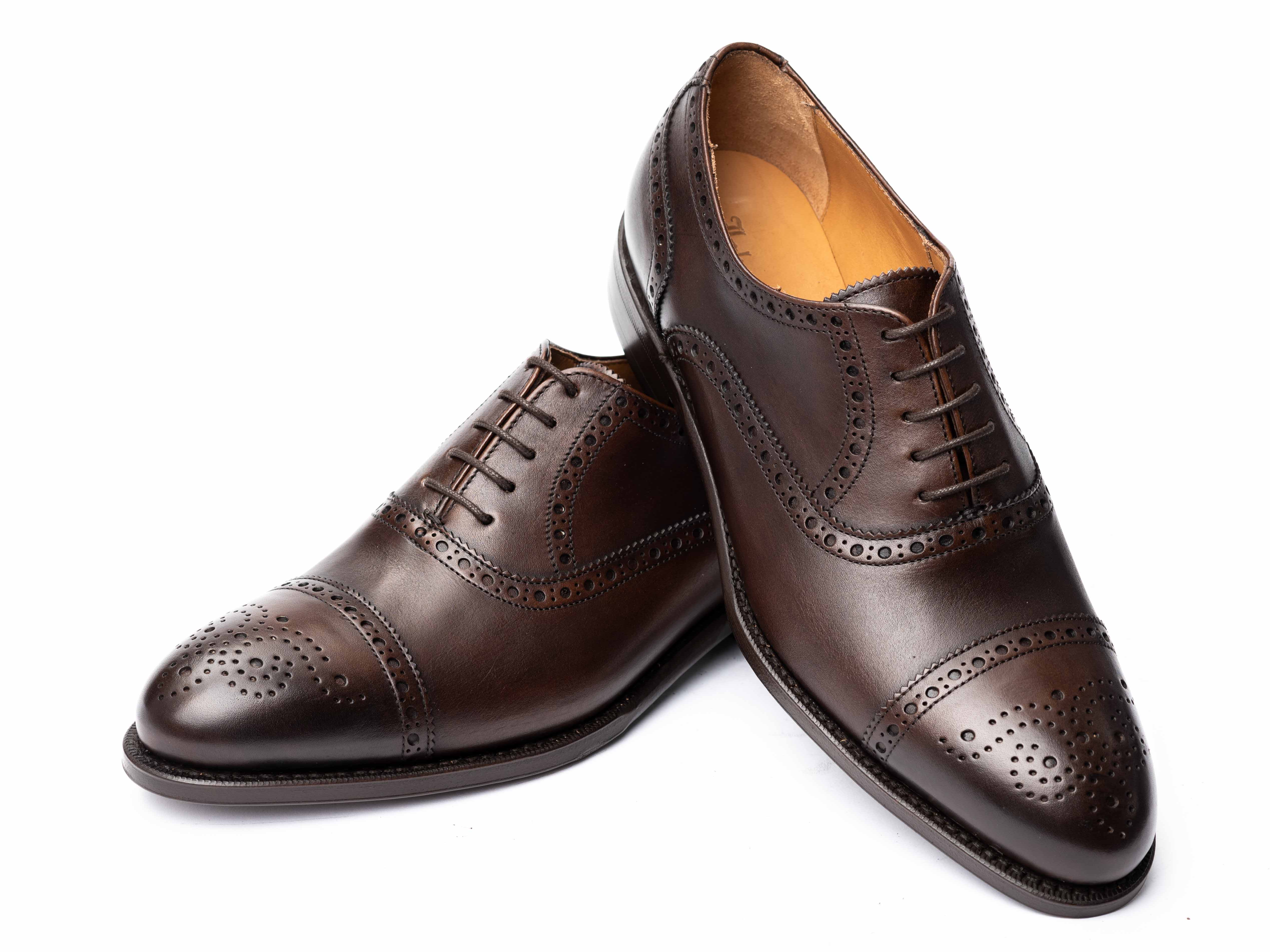 Shoe Semi Brogue in dark brown | John Crocket | Fine British Clothing