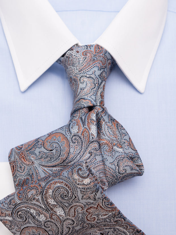 Tie with paisley in blue/orange