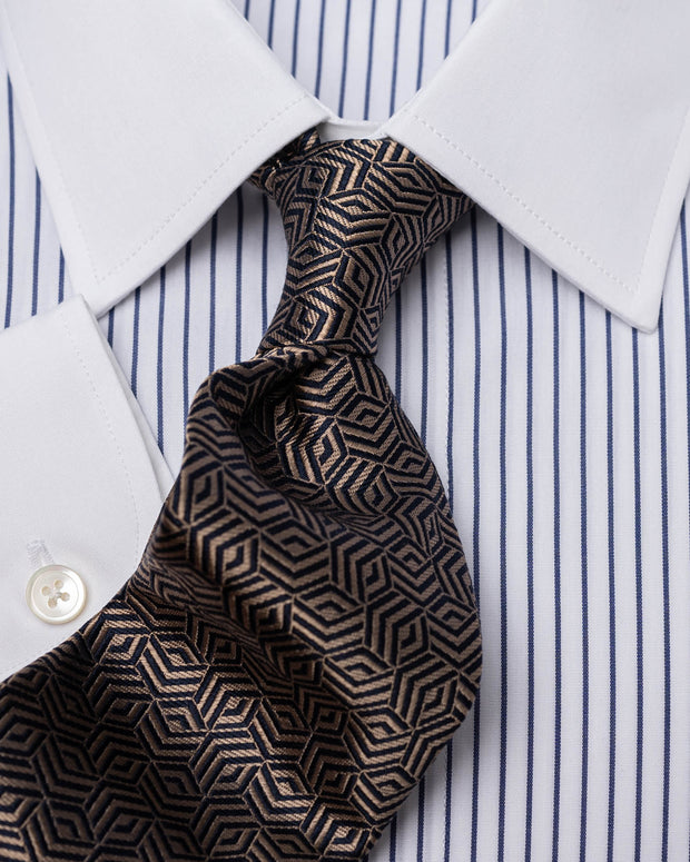 Tie with geometric pattern in silver/black
