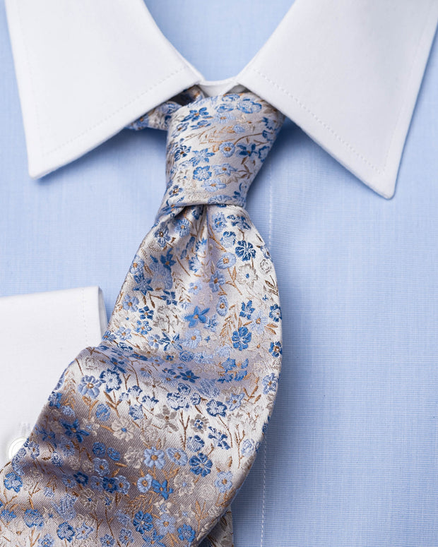 Tie with floral pattern in blue/beige