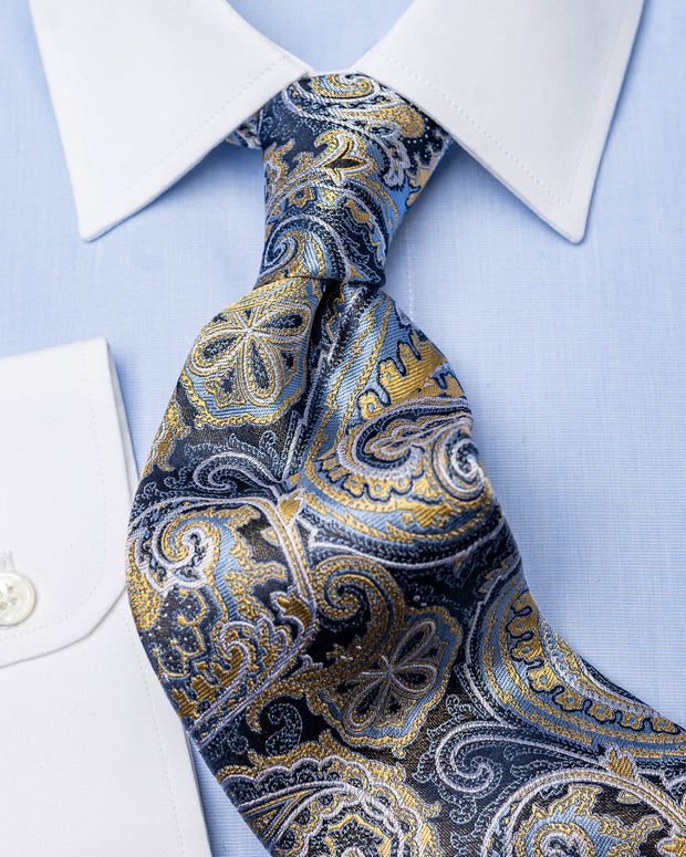 Tie with paisley in navy/yellow