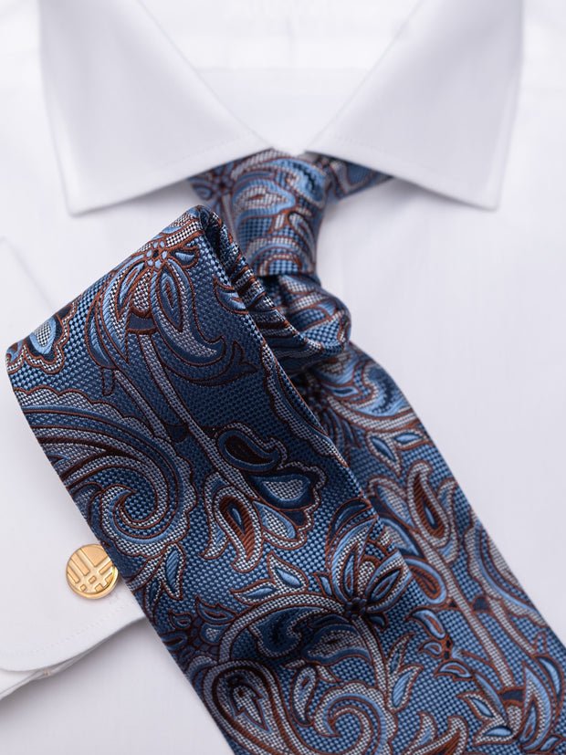 Krawatte  mit Paisley blau/braun