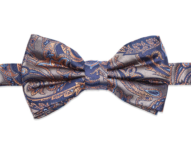 Bow tie with paisley in olive/navy
