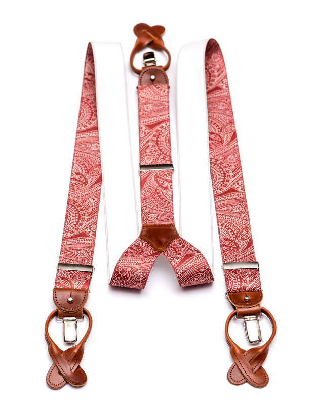 Suspenders, paisley rust