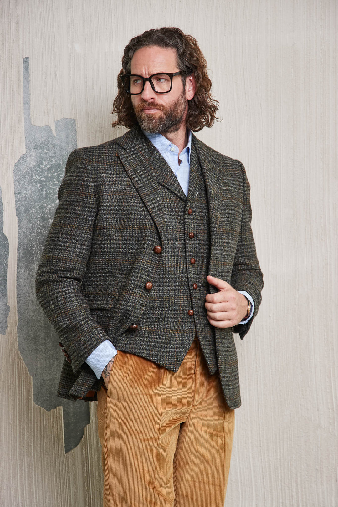 Classic tweed jacket in 3 button Harris tweed John Crocket