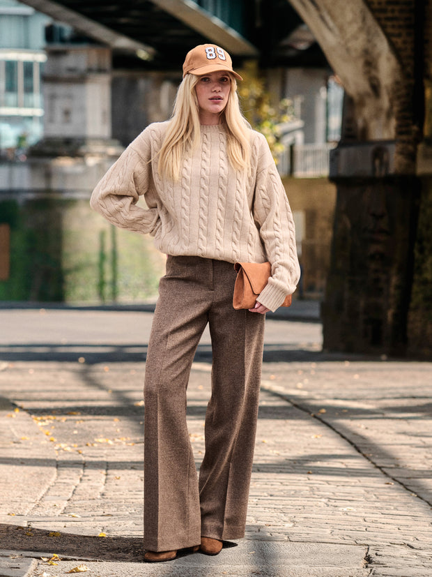 Marlene tweed pants in greige