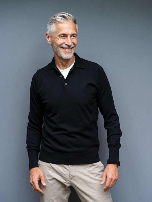 Cashmere sweater with polo collar