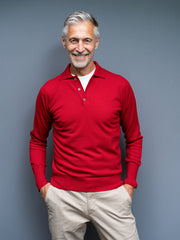 Cashmere sweater with polo collar