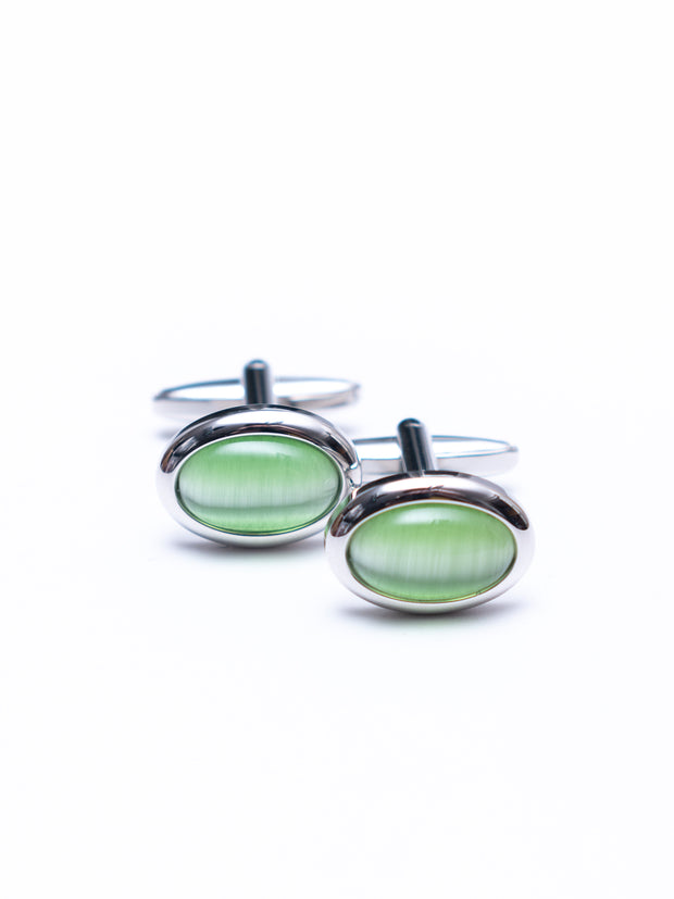 Cufflinks: Green Oval