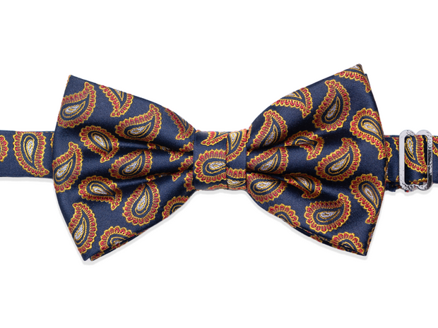 Bow tie blue/red/gold with paisley