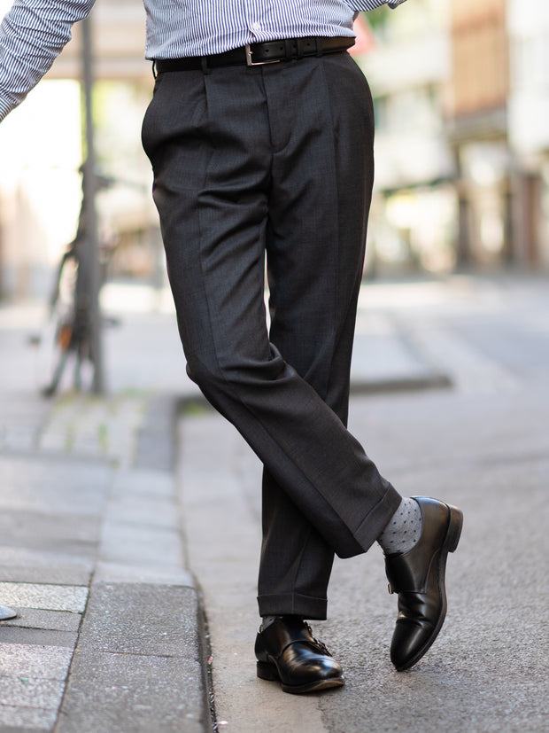 Classic suit trousers in dark grey, John Crocket