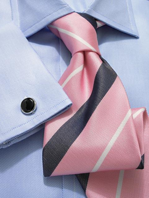 Krawatte: Krawatte mit Streifen in rosa/grau | John Crocket – Fine British Clothing